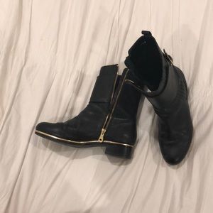 Black Booties with Gold Hardware